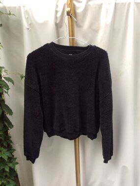 BDG Black Fuzzy Sherpa Fleece Crewneck Sweatshirt Size M